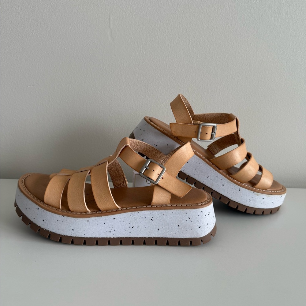 Beige Strappy Platform Sandals